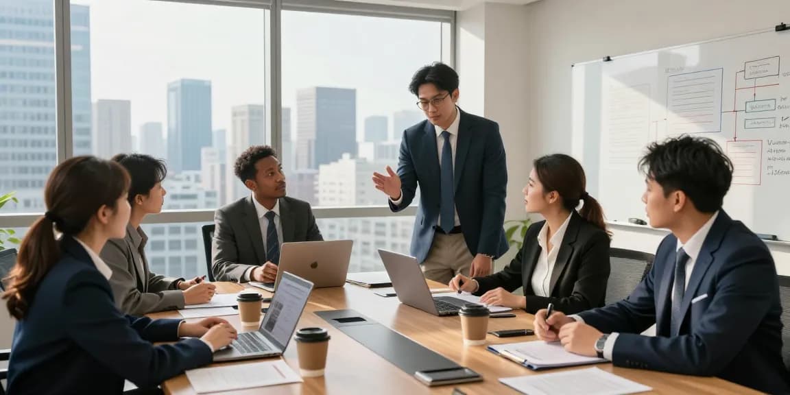 Our site features a collaborative team of lawyers consulting in a modern office.