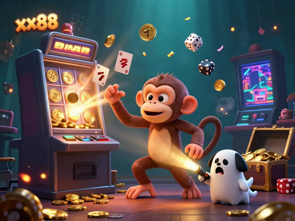 Engage in thrilling gaming adventures at xx88 with a playful poltergeist monkey and curious ghost-hunter puppy.