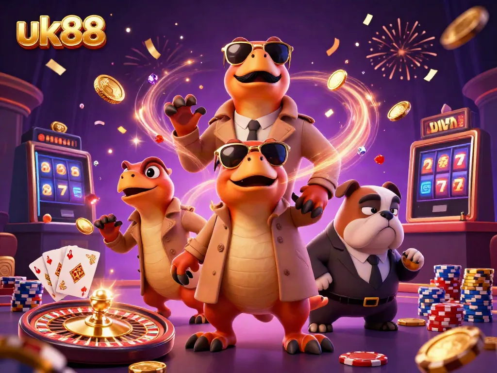 Experience the fun at uk88, as raptors disguise themselves in a trench coat to enter a casino.