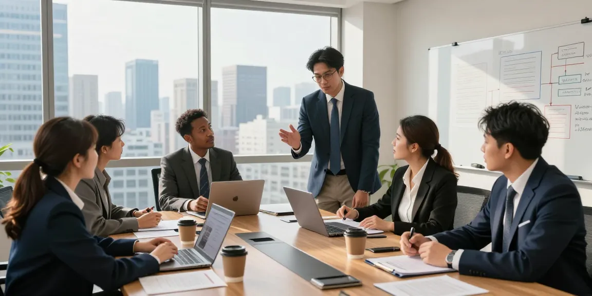 Our site features a collaborative team of lawyers consulting in a modern office.