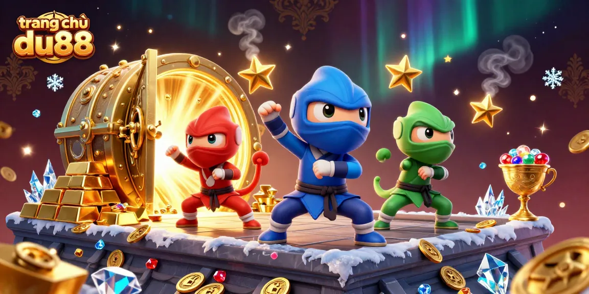 Experience the thrill of winning with trang chủ du88 in this vibrant 3D casino scene featuring ninja chameleons.