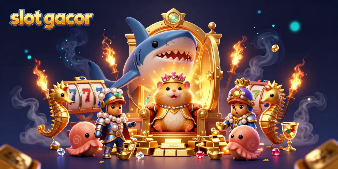 Engage in the thrilling world of slot gacor, where a golden hamster king commands a vibrant casino scene full of treasures.