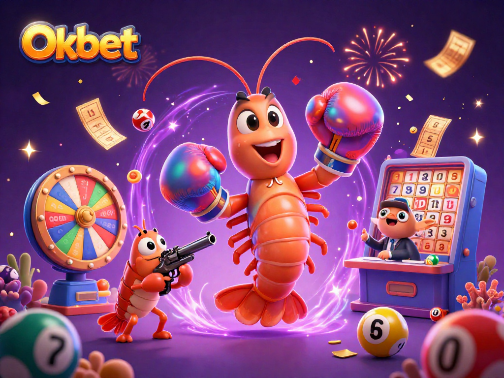 Engage with Oxbet's vibrant gambling scene, showcasing exciting lottery elements and characters.