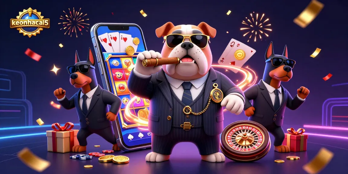 Engaging keonhacai5 scene featuring a mafia bulldog amidst gaming excitement.