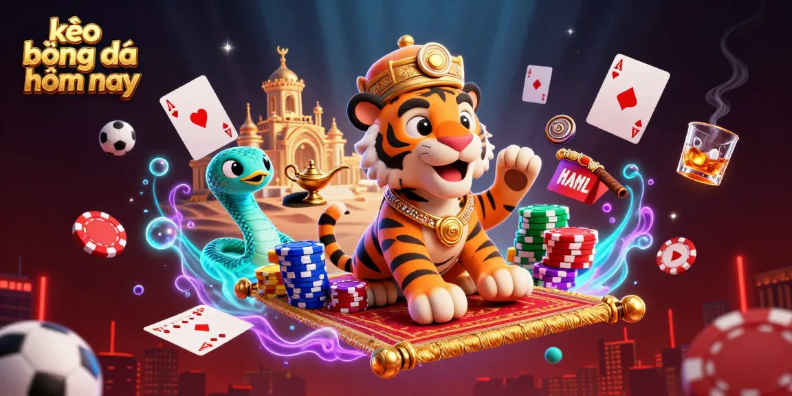 Engage with kèo bóng đá hôm nay through vibrant sports betting elements in a dynamic 3D casino scene.
