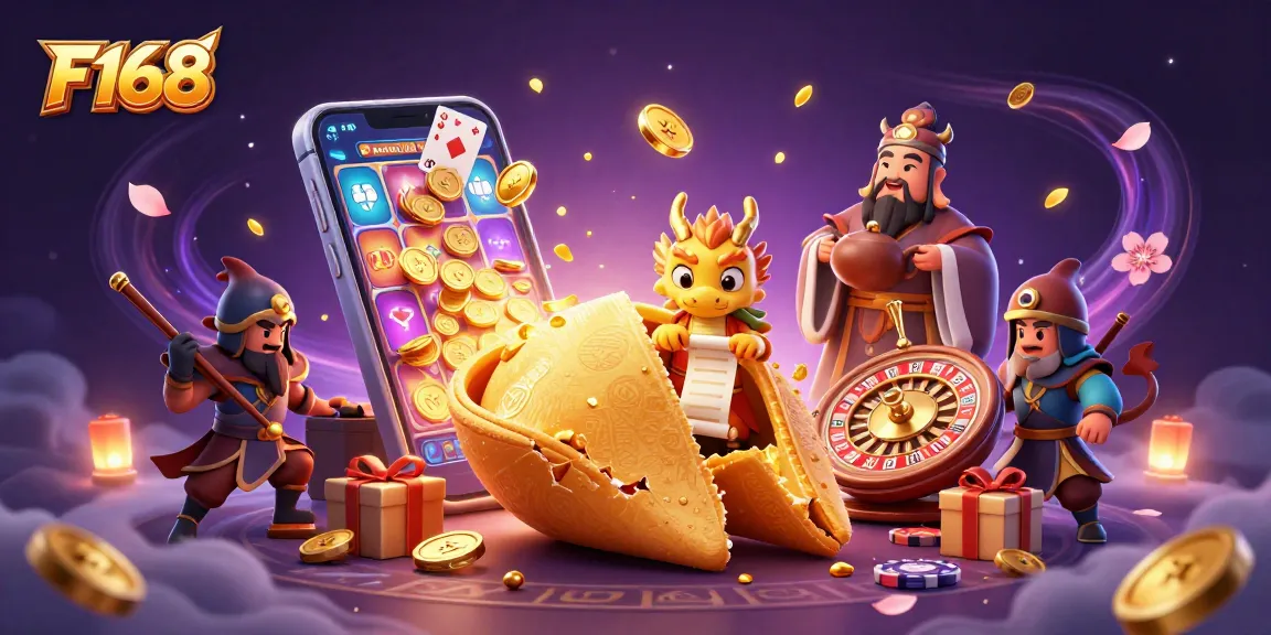 Experience the thrill of F168 with dynamic gaming elements in a colorful casino atmosphere.